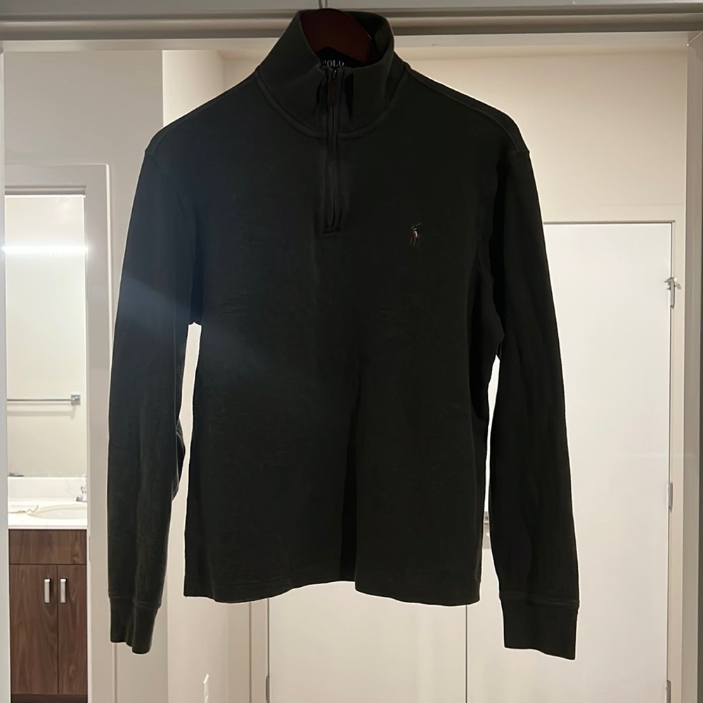 Polo Ralph Lauren Estate-Rib Quarter Zip Pullover Men’s Medium Black